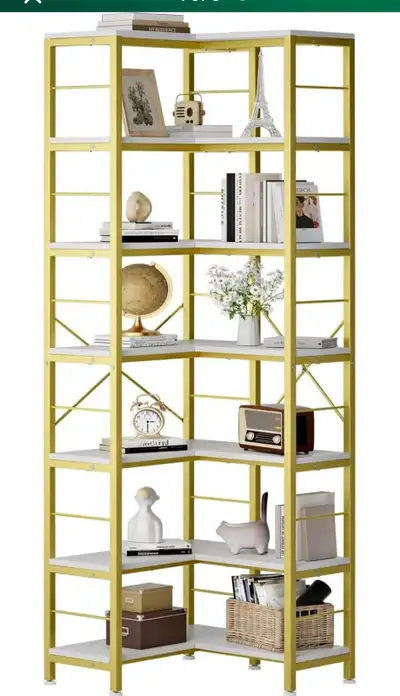 7-Tier Corner Bookshelf, 79.86" Tall Corner Bookcase,7-Shelf Ind, View more