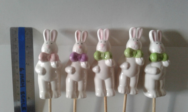 EASTER BUNNIES ON STICKS for arrangements, 5 bunnies, 3 colours in Holiday, Event & Seasonal in Kitchener / Waterloo
