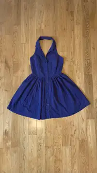 FOREVER 21 (m) Purple Polkadot Haulter Dress w/ Pockets