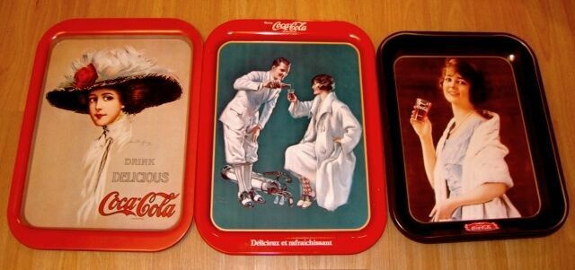 antique retro tray trois cabarets coca cola des années 70 dans Art et objets de collection  à Laval/Rive Nord
