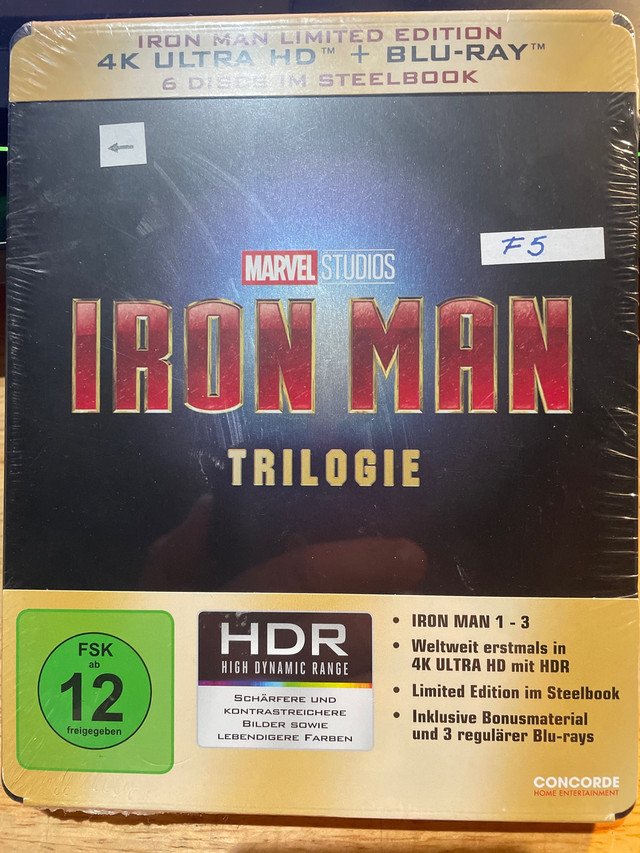 Marvel IRON MAN TRILOGY Blu-Ray 4K Ultra HD + 2D dans CD, DVD et Blu-ray  à Région d’Oakville/Halton