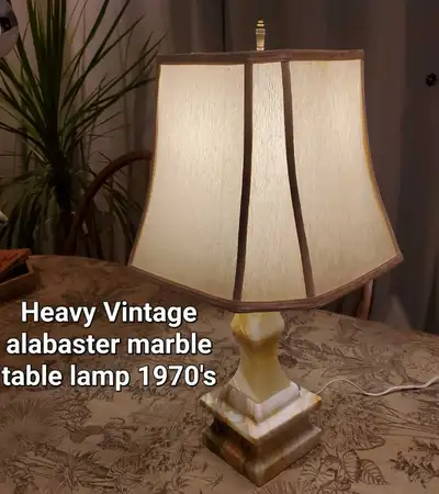 Vintage alabaster marble table lamp 1970's - $225-inOrleansON, View more