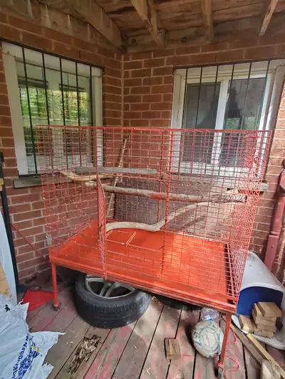 Large Parrot bird cage very sturdy made with galvanized material same material as chain link fence a...