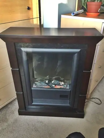 NEW - Dark Brown Portable Electrical Fireplace (89x73x25cm), View more