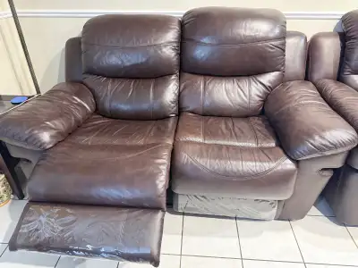 Genuine Leather Reclining Sofa & Loveseat Set, View more