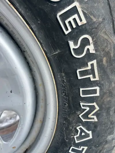 4 Tires and Factory Steel 18 inch rims off a 2018 Ford F350. 2 tires are good and 2 tires are ok. 20...