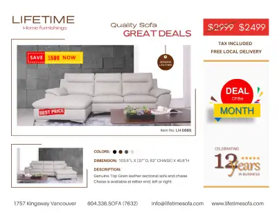 Item No. LH 5665 Limited Time Offer: NOW $ 2499 Tax Included & Free Local Delivery Colors Available:...