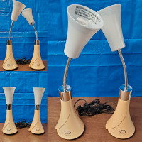 Deal! 2 OTTLITE Tulip Adjustable Gooseneck Desk/Table Lamp Beige