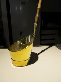 Antique brass ladle water dipper 22" long.