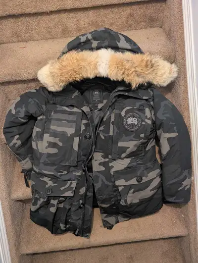 Canada Goose Black and Gray Camo Parka with Arctic Program Patch, View more