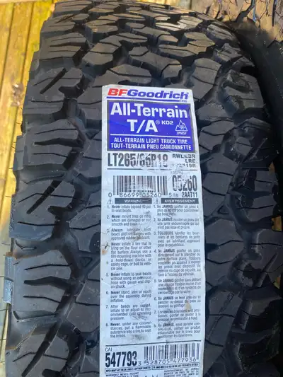2 brand new BF Goodrich tires LT 265/65R18. $325 obo