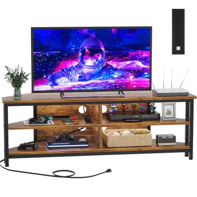New Cyclysio Corner TV Stand with Power Outlets, View more