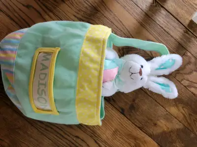 Bunny with name on bag.
