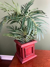 Artificial Palm plant in wood base
