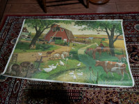 Large vintage educational poster (1965) farm and city