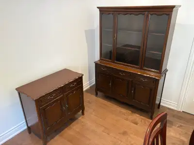 Vintage French Provincial Hutch & Sideboard Cabinet set, View more