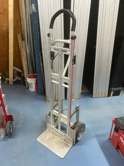 Magliner ControlPro truck dolly, disc brakes with adjustable loop handle and stair climbers.