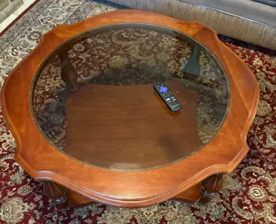 Round Coffee Table with Glass Top, View more