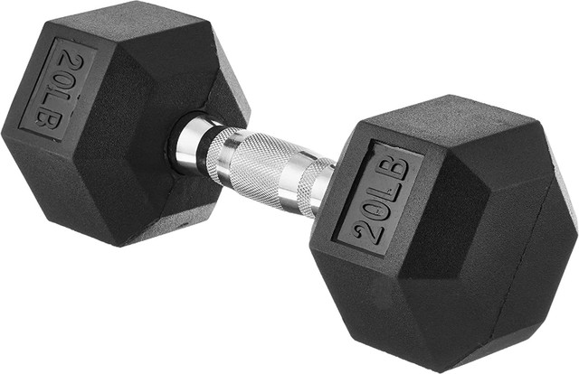 Hex Rubber Dumbbell with Metal Handles, Pair of 2 Heavy Dumbbell in Exercise Equipment in Mississauga / Peel Region - Image 4