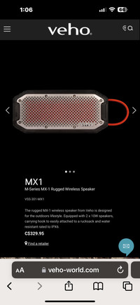 $285 new  Veho mx1 outdoor Bluetooth waterproof speaker,
