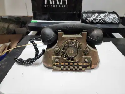 Vintage,Retro rotary phone, solid copper, backlite, View more