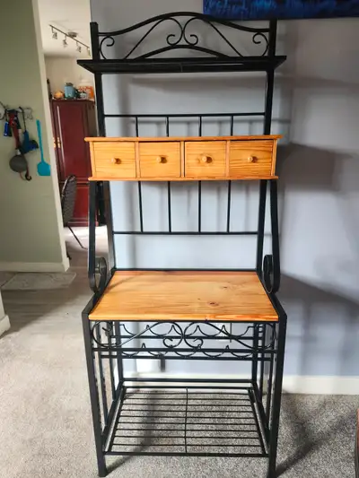 Metal and wooden bakers rack, View more