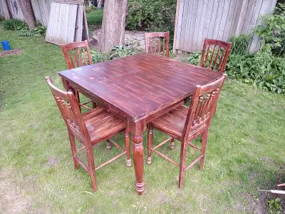 Very heavy tropical hardwood dining table and chairs, View more