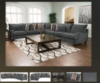 The Brick Putty Chenille Sectional in Grey with Chair & Ottoman