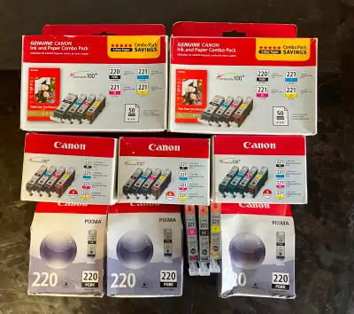 Genuine Canon 220 and 221 ink cartridges BNIB Sealed, View more