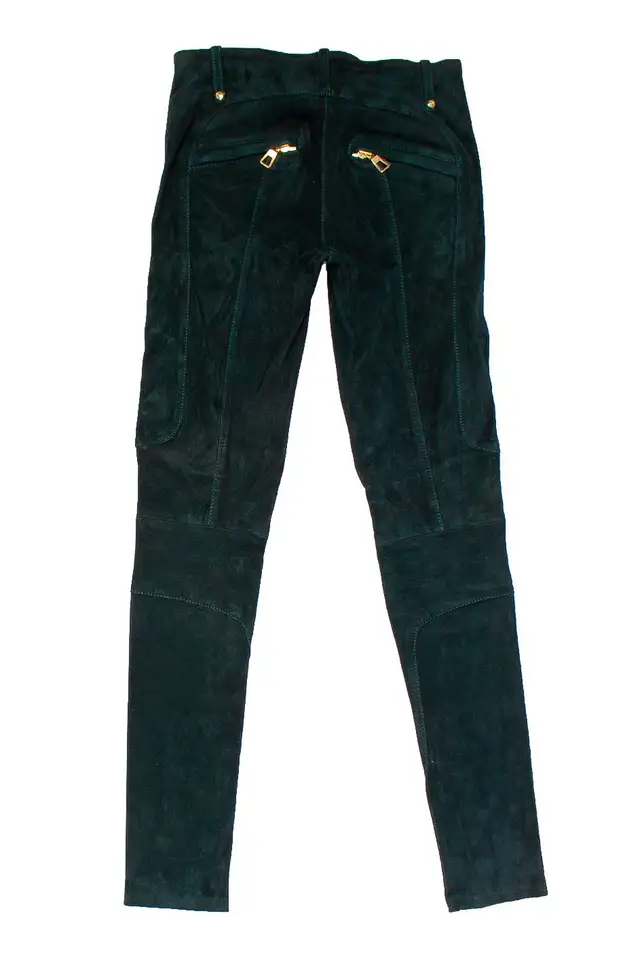 RARE Balmain X H&M green Suede Biker Pants Size US2 EUR 32 in Women's - Bottoms in Markham / York Region - Image 3