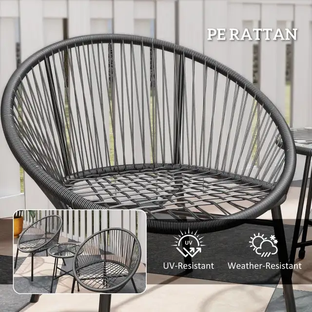  3 Piece Wicker Patio Furniture Set with Soft Seat Cushions, Tem in Patio & Garden Furniture in Markham / York Region - Image 7