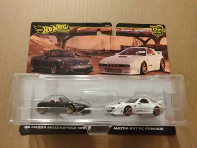 New Hot Wheels Premium Car Culture 2 Pack 2004 Mazdaspeed Miata MX-5 Roadster and Pandem Mazda FC3S...