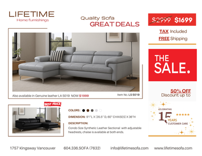 Condo Size Leather Sectional tilted headrests, View more