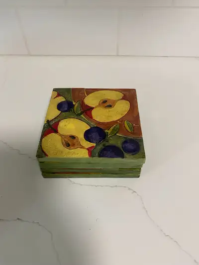Set of 4 fruit coasters, View more