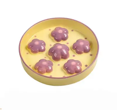 Ceramic Cat Slow Feeder Bowl - Flower Maze - Light Purple, View more