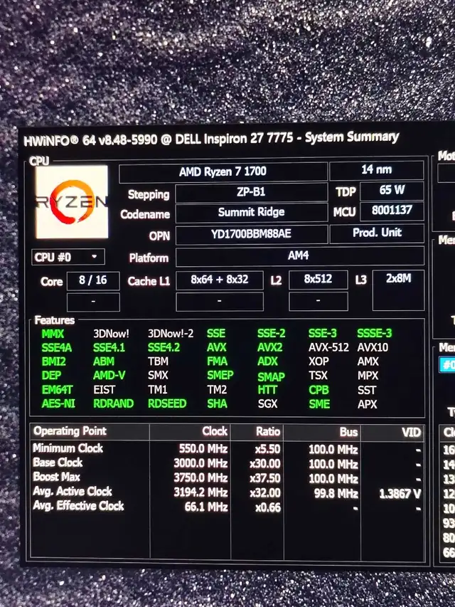 AMD Ryzen 7 1700 CPU528038436998359041