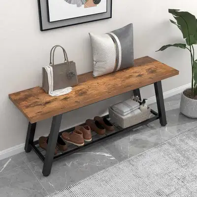 New Open Box Pick up in Milton 4168392421 47' Entryway Shoe Bench with Storage Shelf Rustic Wood Hal...
