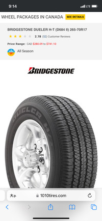 99.9%New Bridgestone 265/70 R17 tires