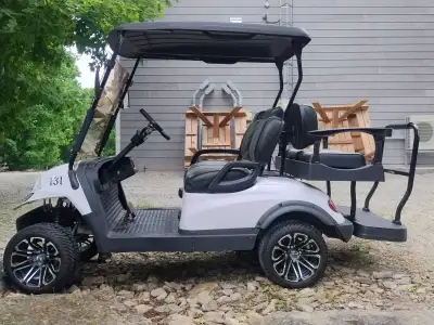 Voiturette de Golf GMQ Patriot, Année 2021 Blanc, lumière LED, Batt. Lithium de Roy Pow, Mags weels,...