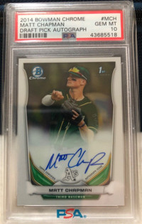 2014 Bowman Chrome Matt Chapman Draft Pick Auto PSA 10 #MCH