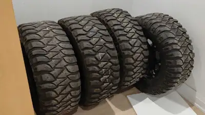 FOR SALE: (3) Mickey Thompson AND 1× Baja MTZ Mud Tires Price: $1000 Key Details Tires: (3) Matching...