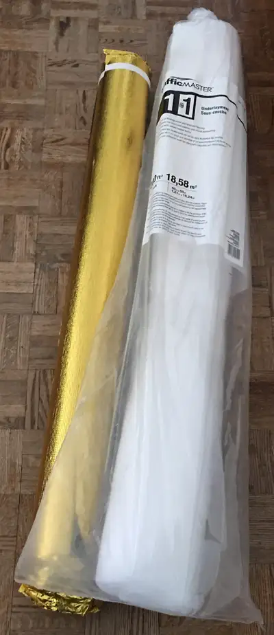 Flooring Underlayment Remnants - TrafficMaster & Gold Foil, View more