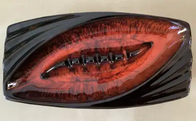 EVANGELINE CANADA Orange/Brown Drip Glaze MCM Pottery Ashtray, View more