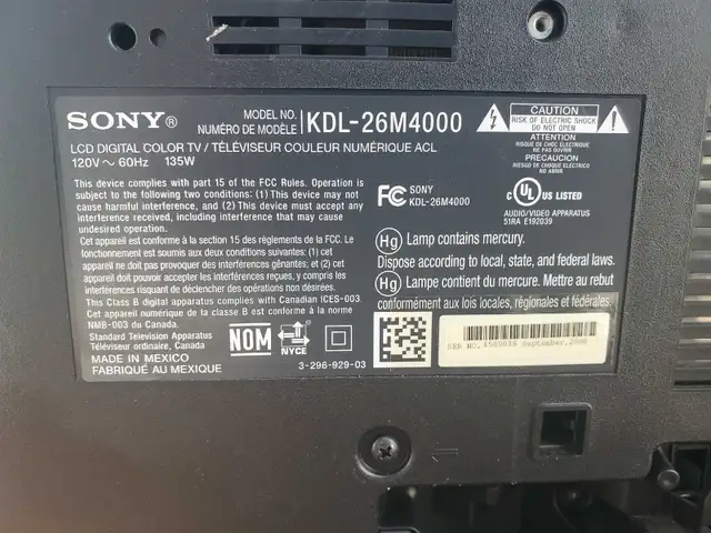 Sony 26 inch color TV model KDL-26M400 in TVs in Ottawa - Image 6