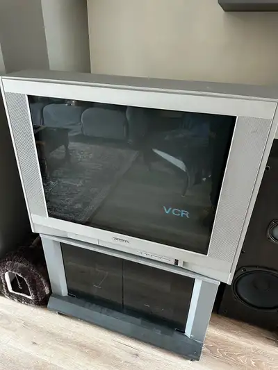 Toshiba 32’ CRT TV and stand, View more