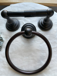 Oil Rubbed Bronze Towel Ring and Toilet Paper Holder