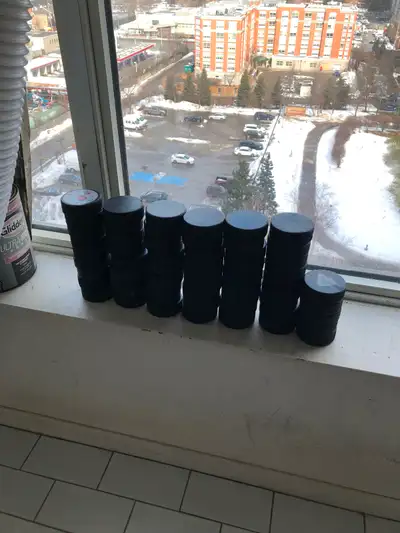 65 hockey pucks for $30 in good condition pick up only, View more