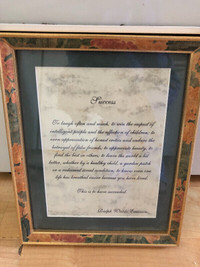 Framed Success poem $10 by Ralph Waldo Emerson, 9” x 11”