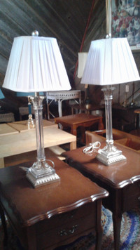 Set of Tall Column Style Table Lamps