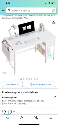 Lufeiya Home Office Computer Desk with Drawers, 40 Inch Small De